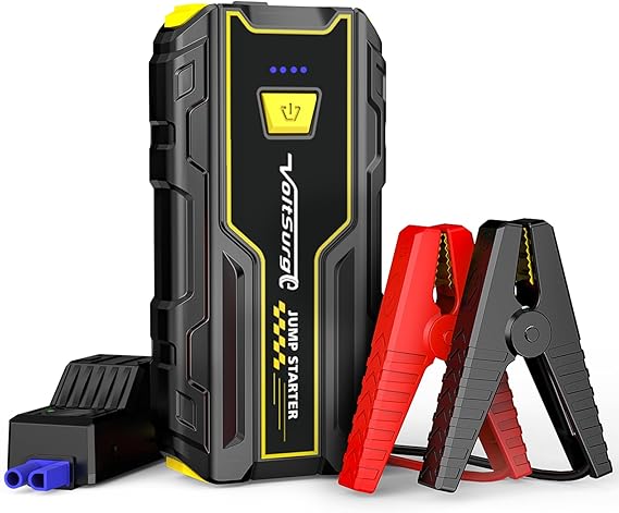 VoltSurge Portable Car Jump Starter, 4000A (up to 10L Diesel or All Gas), 12V Battery with Smart Wires, QC 3.0 Output, LED Flashlight, Long Standby Time