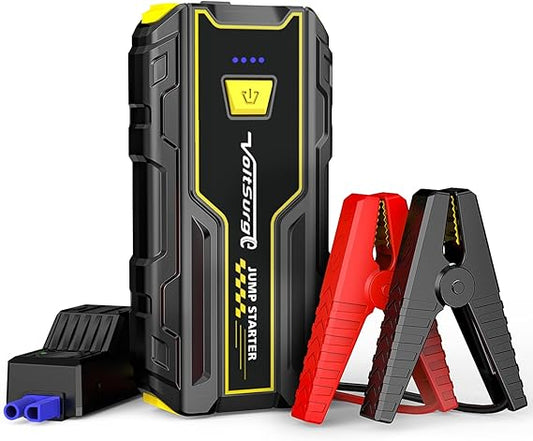 VoltSurge Portable Car Jump Starter, 4000A (up to 10L Diesel or All Gas), 12V Battery with Smart Wires, QC 3.0 Output, LED Flashlight, Long Standby Time